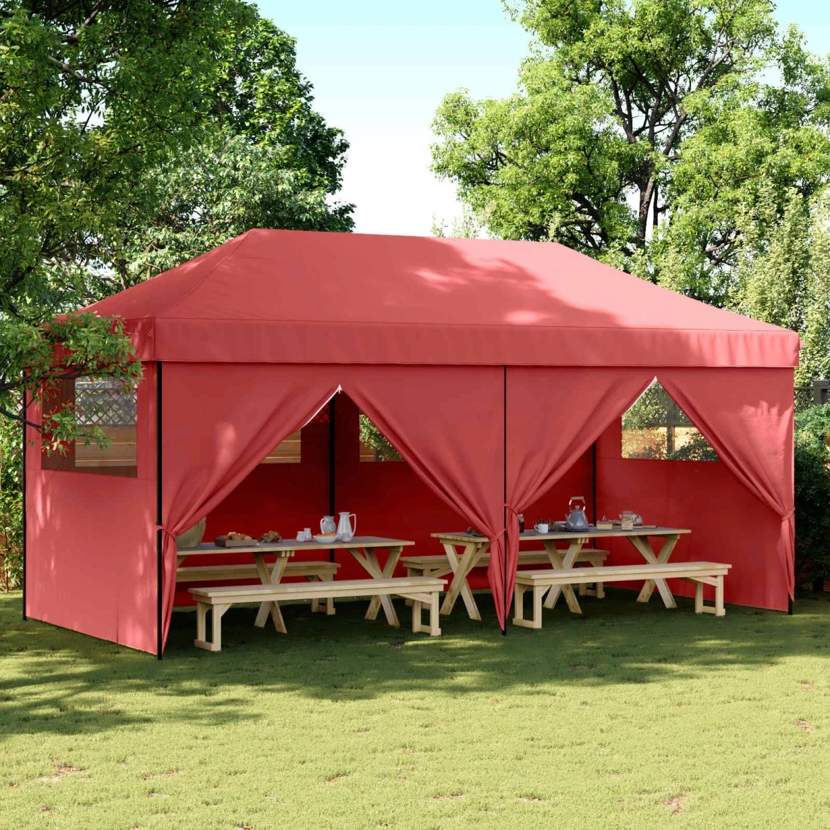 vidaXL Party Tent 292 x 580 x 315 cm Bordeaux Oxford stof
