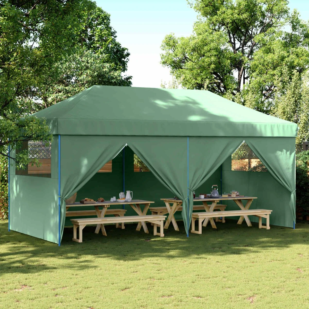 vidaXL Partytelt 292 x 580 x 315 cm - Grøn Oxford stof