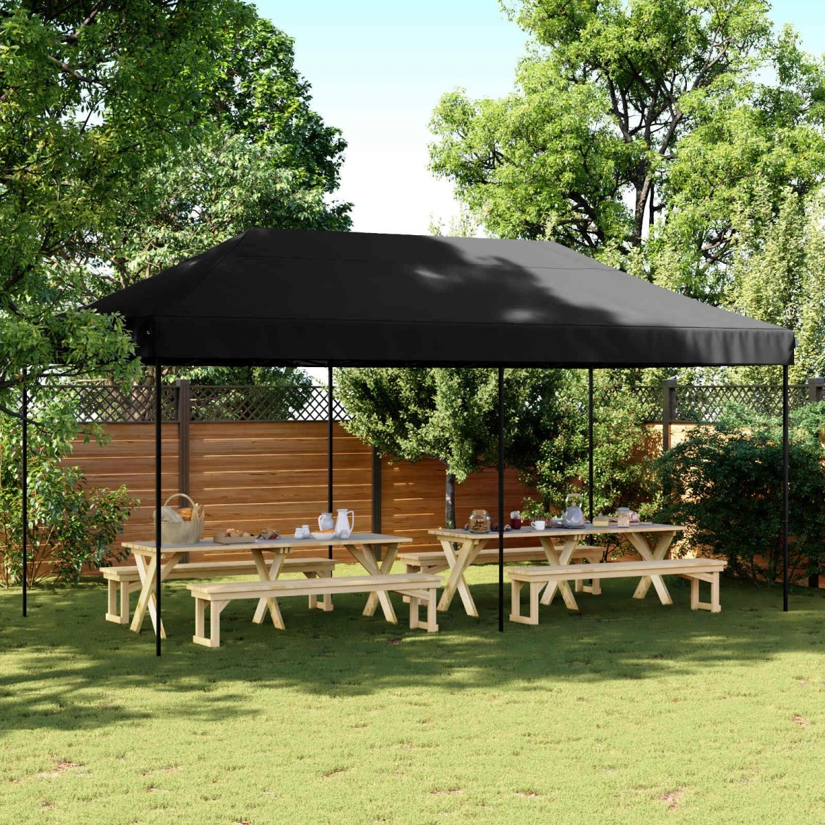 vidaXL Party Tent 292 x 580 x 315 cm - Sort Oxford stof