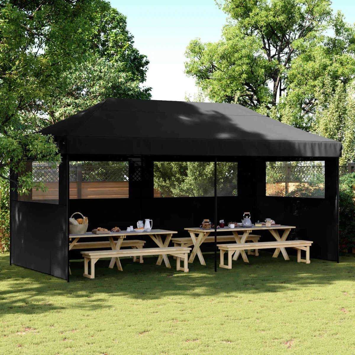 vidaXL Party Tent 292 x 580 x 315 cm - Sort Oxford stof