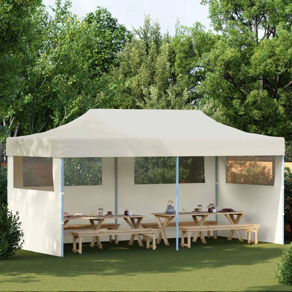 vidaXL Festtelt 291 x 580 x 315 cm - Cremefarvet Oxford stof