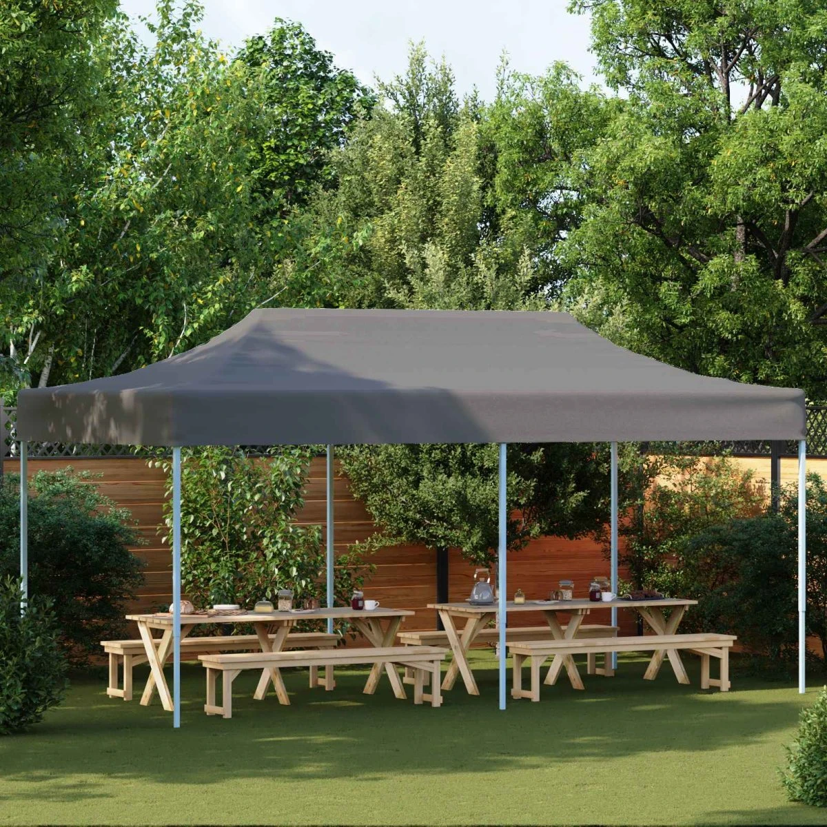 vidaXL Festtelt Pop-up 291 x 580 x 315 cm - Antracit