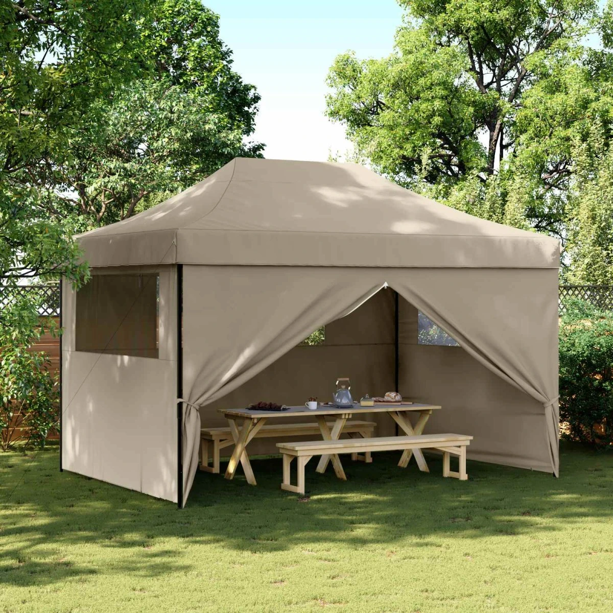 vidaXL Partytelt 279 x 410 x 315 cm - Gråbrun Oxford stof