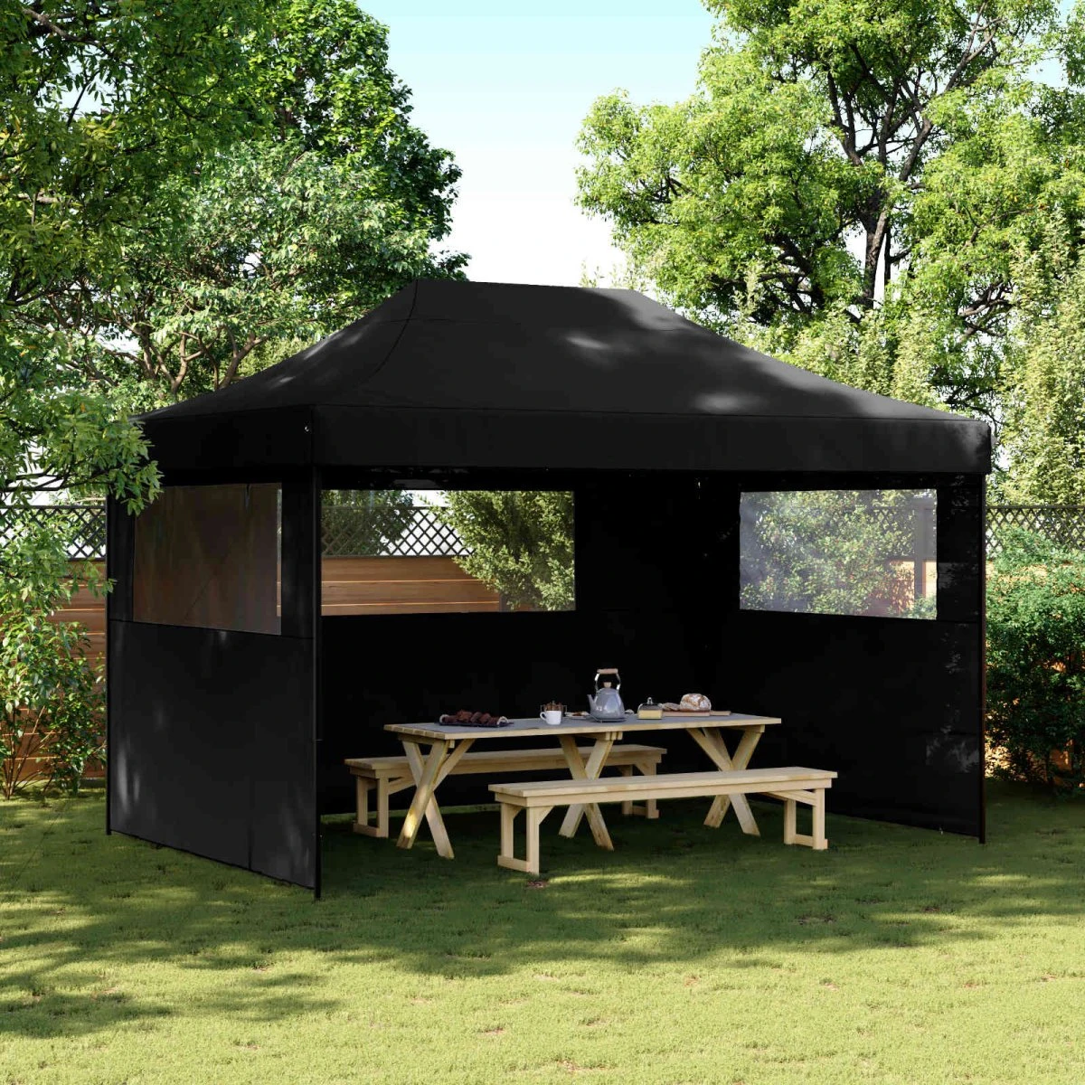 vidaXL Partytelt 279 x 410 x 315 cm - Sort Oxford stof