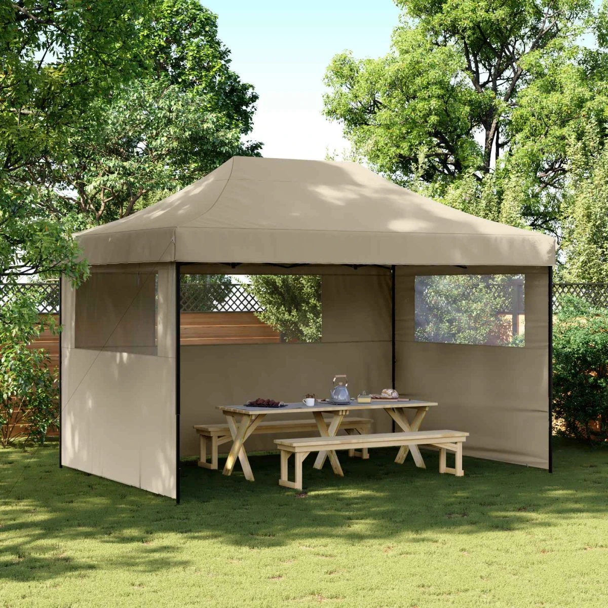 vidaXL Partytelt 279 x 410 x 315 cm - Gråbrun Oxford stof
