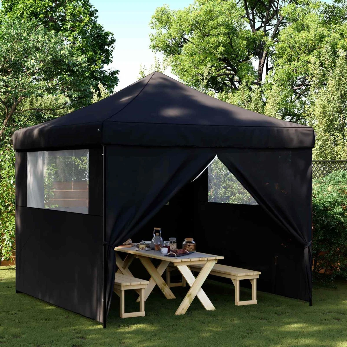 vidaXL Partytelt 292 x 292 x 315 cm - Sort Oxford stof