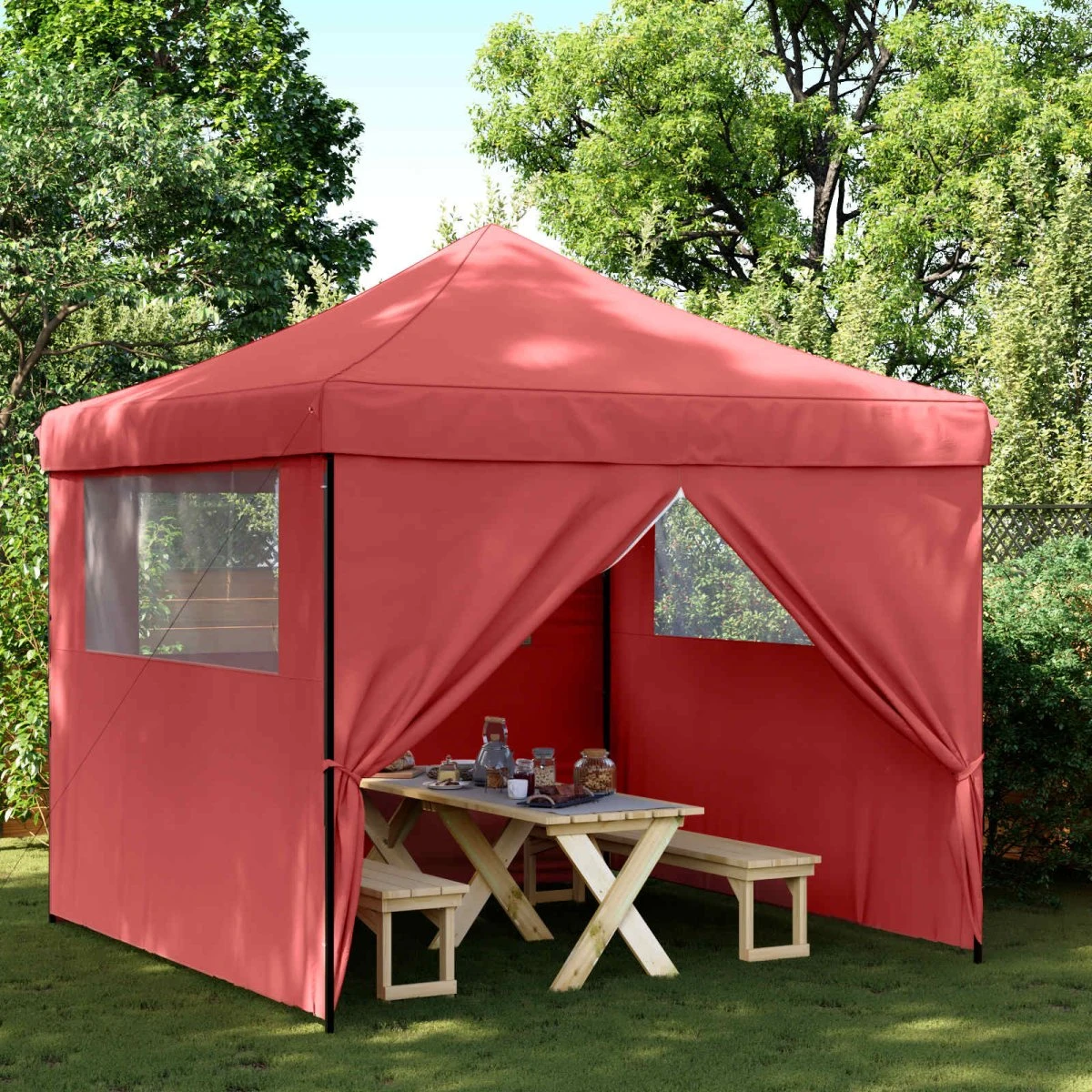 vidaXL Party Tent 292 x 292 x 315 cm - Bordeaux Oxford stof