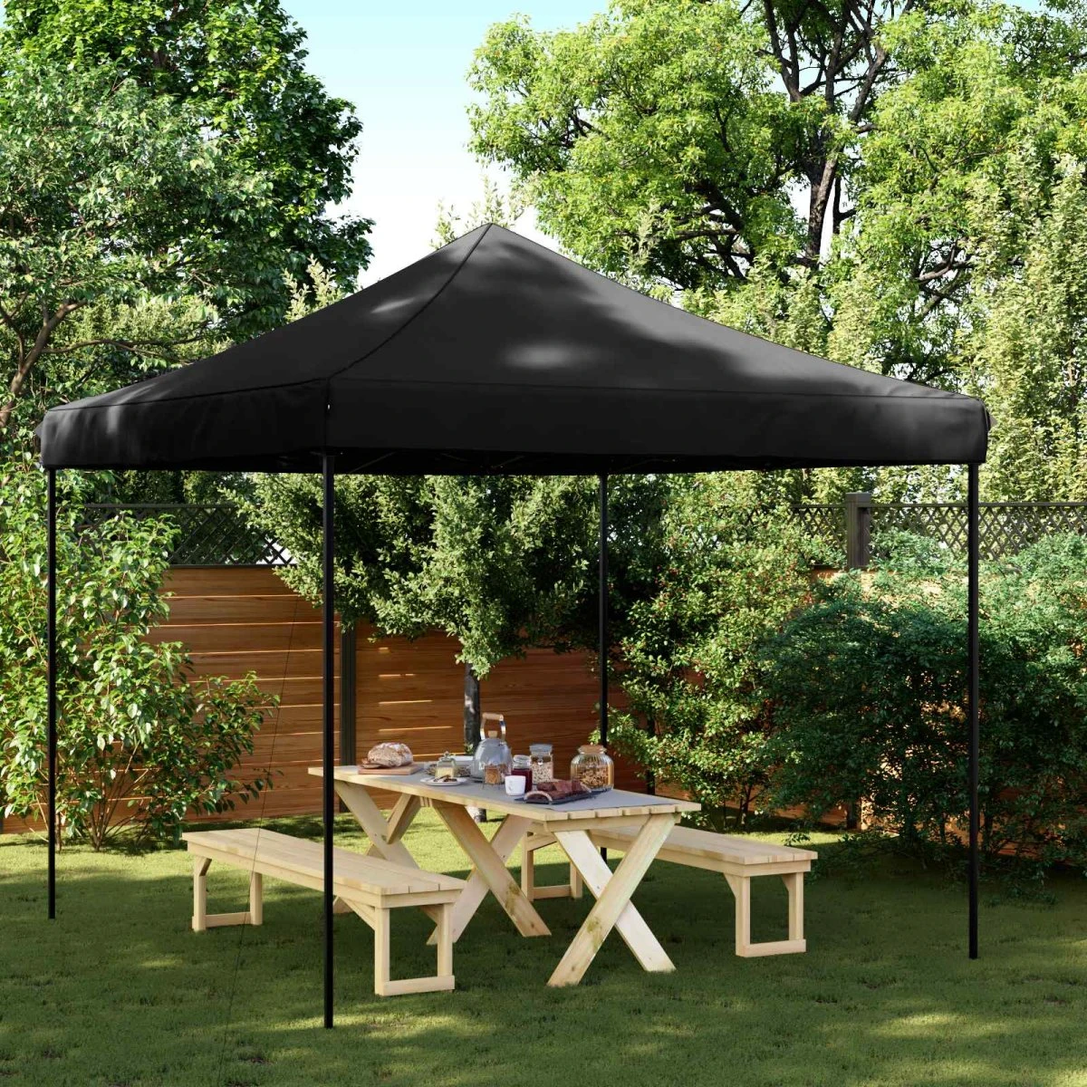 vidaXL Partytelt 292 x 292 x 315 cm - Sort Oxford stof