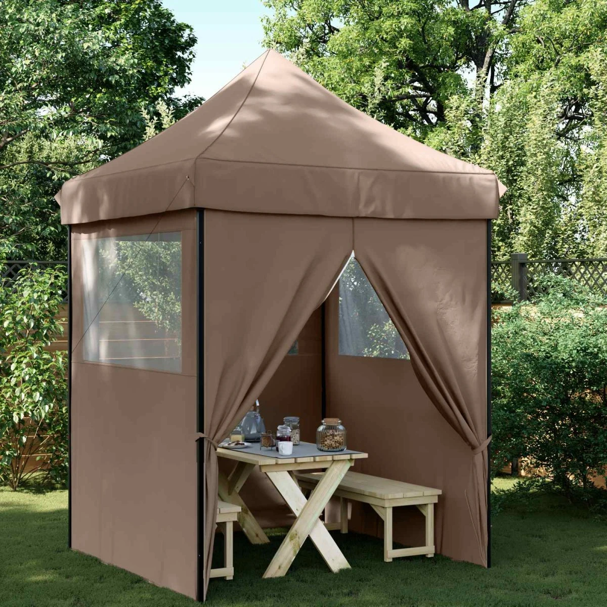 vidaXL Party Tent 200 x 200 x 306 cm - Brun Oxford stof