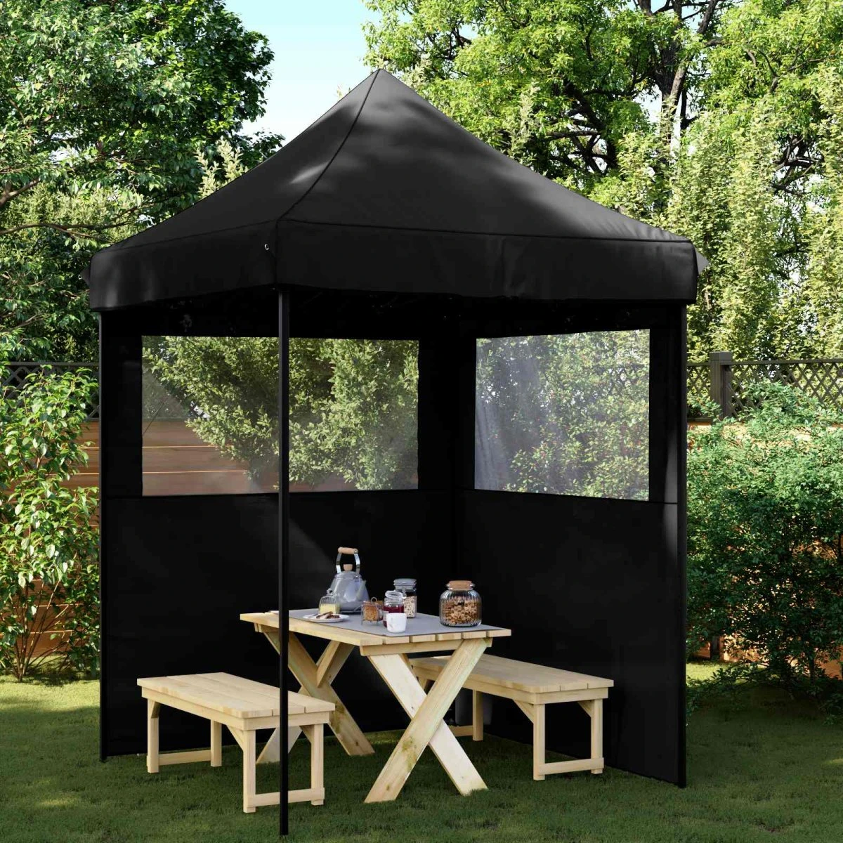 vidaXL Party Tent 200 x 200 x 306 cm Sort Oxfordstof