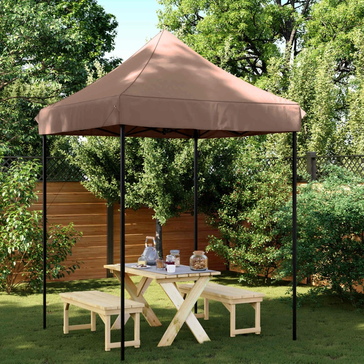 vidaXL Party Tent 200 x 200 x 306 cm - Brun Oxford stof