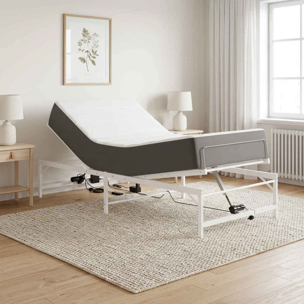 vidaXL Elektrisk Justerbar Sengetramme 80 x 200 cm - Hvid