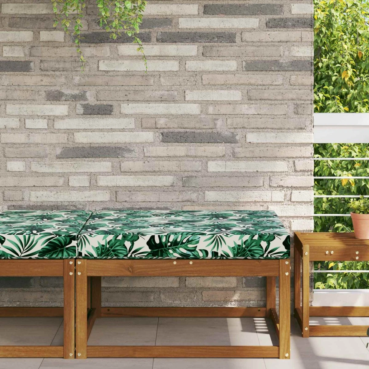 vidaXL Udendørs Sofa Pude med Bladmønster, 80 x 80 cm