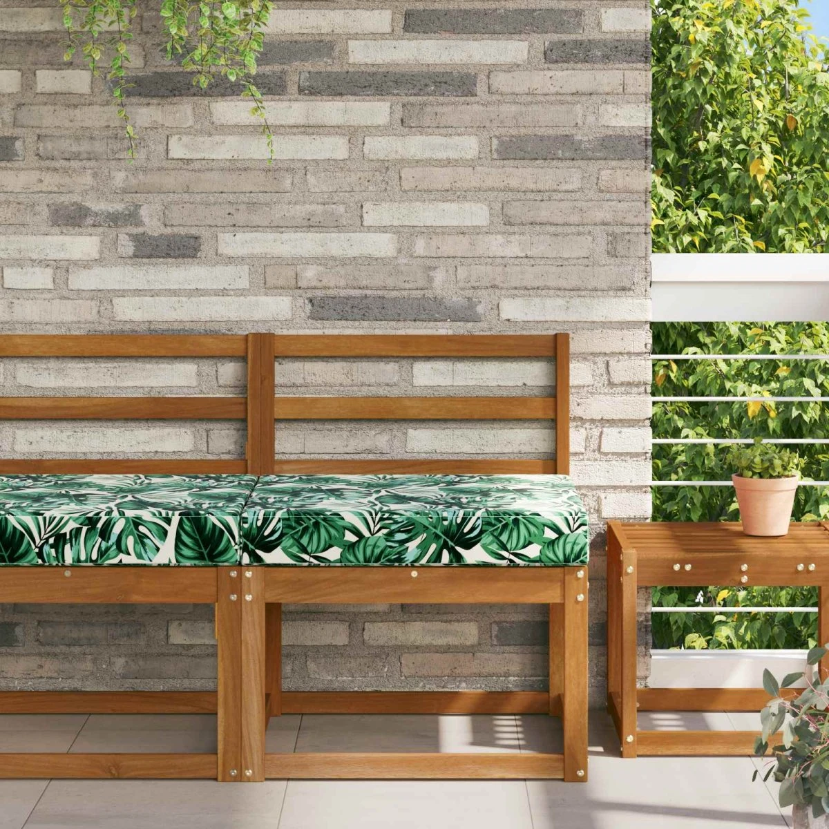 vidaXL Udendørs Sofa Pude Bladmønster - 60 x 60 cm