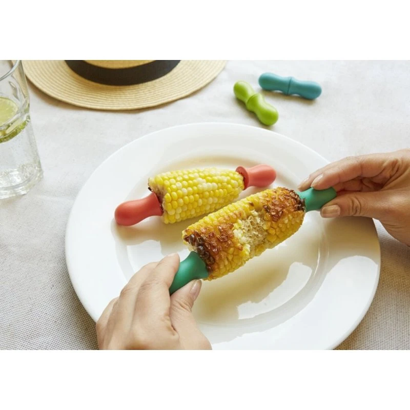 Kikkerland Majskolbeholdere S/6 – Rainbow, praktiske håndtag