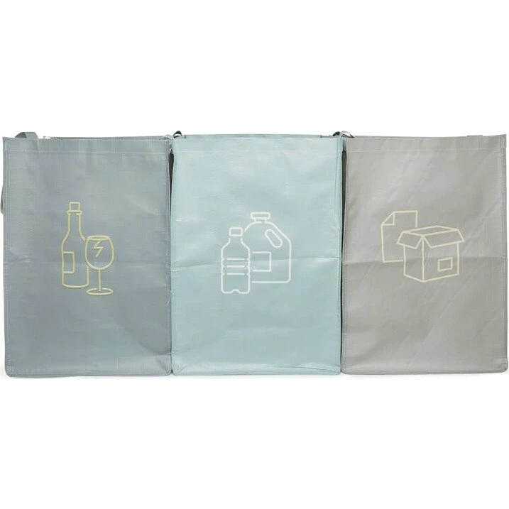 Affaldssorteringsposer med håndtag, 3 stk - grønne