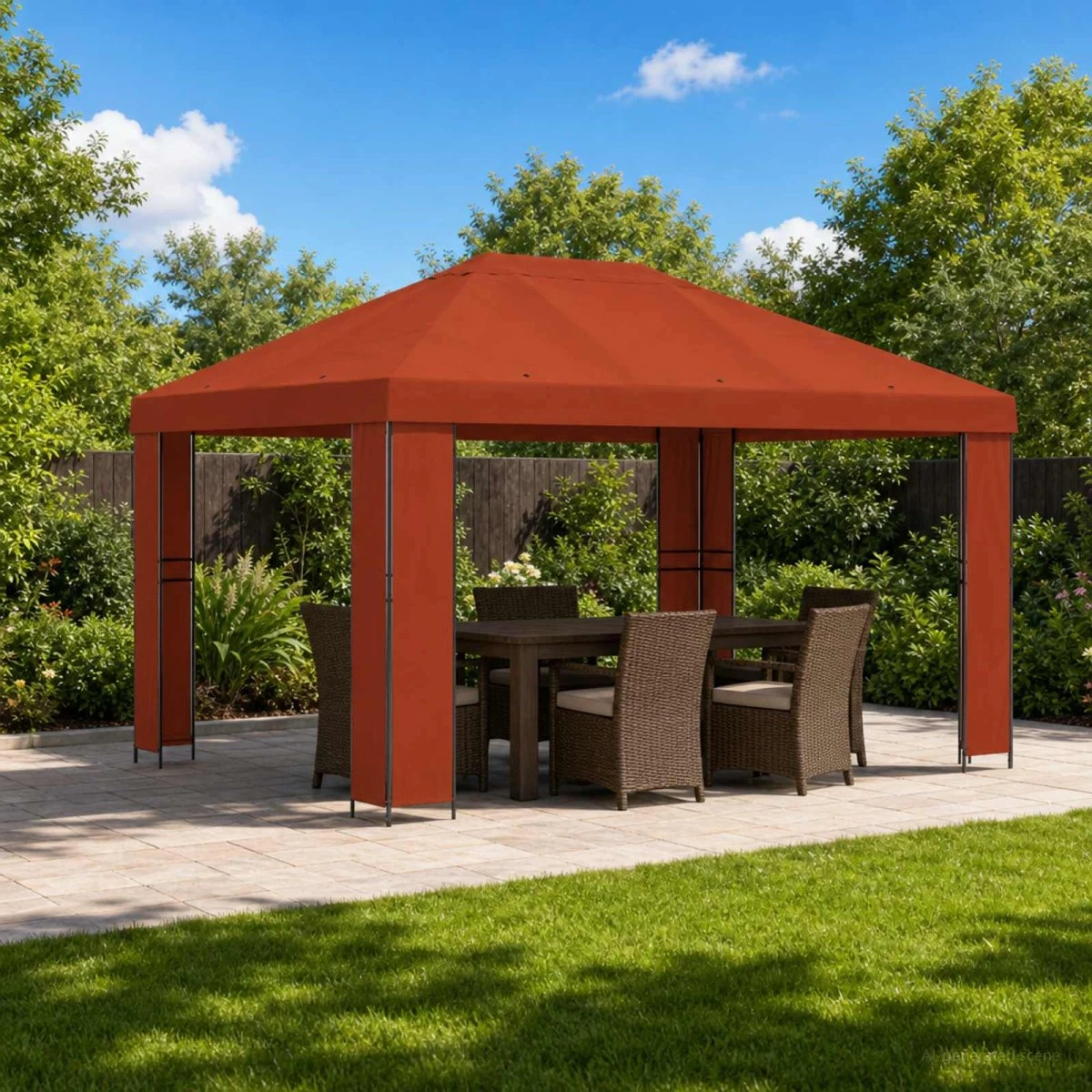 vidaXL Pavillon 4 x 3 m - Terrakotta Polyester & Stål