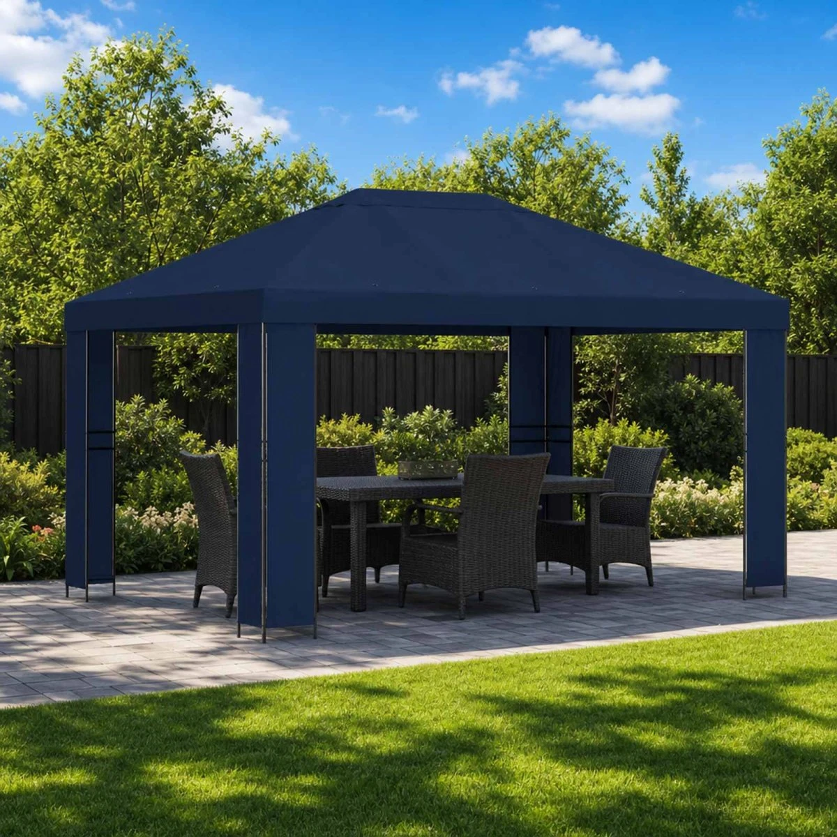 vidaXL Pavillon 4 x 3 m Blå - Polyester og Stål