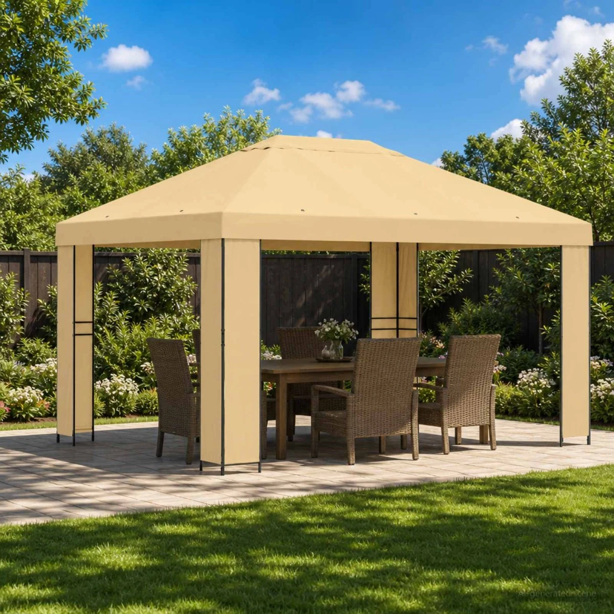 vidaXL Pavillon 4 x 3 m - Cremefarvet Polyester og Stål