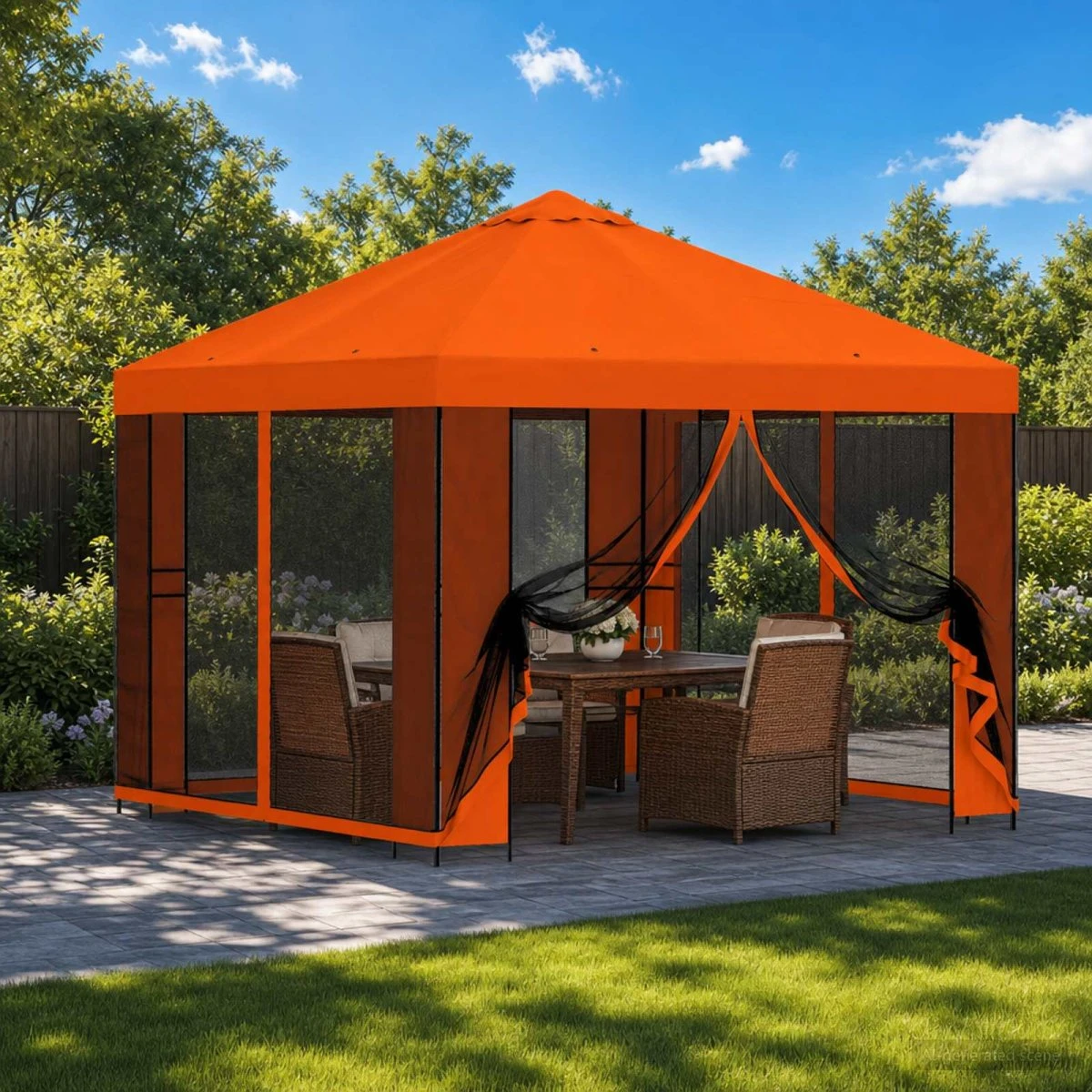 vidaXL Havepavillon med sidevægge 3 x 3 m - Orange