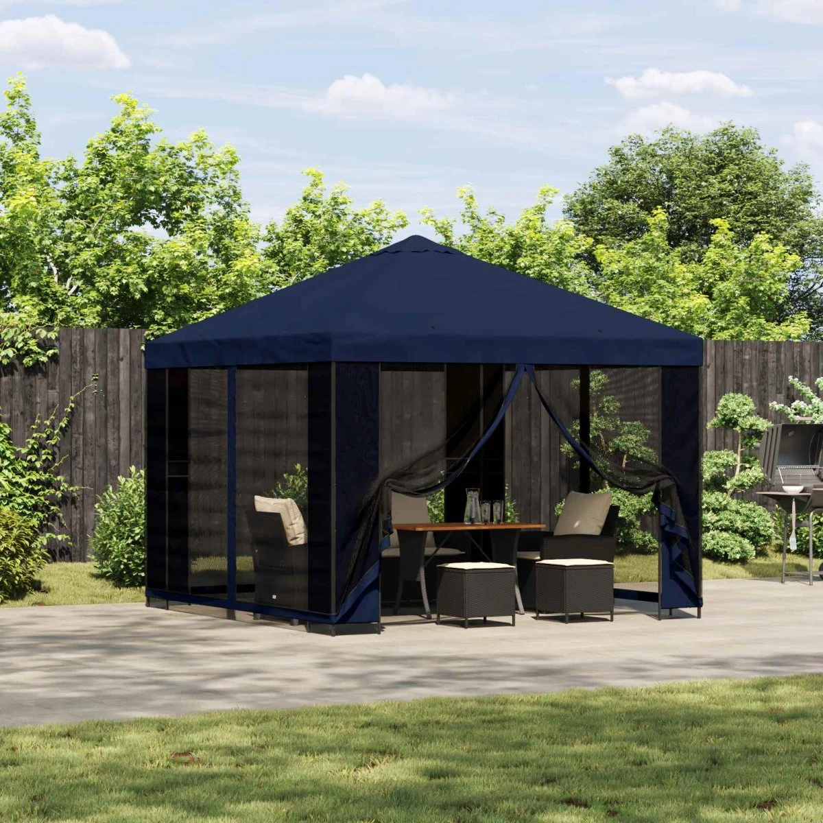 vidaXL Havepavillon med sidevægge 3 x 3 m - Blå