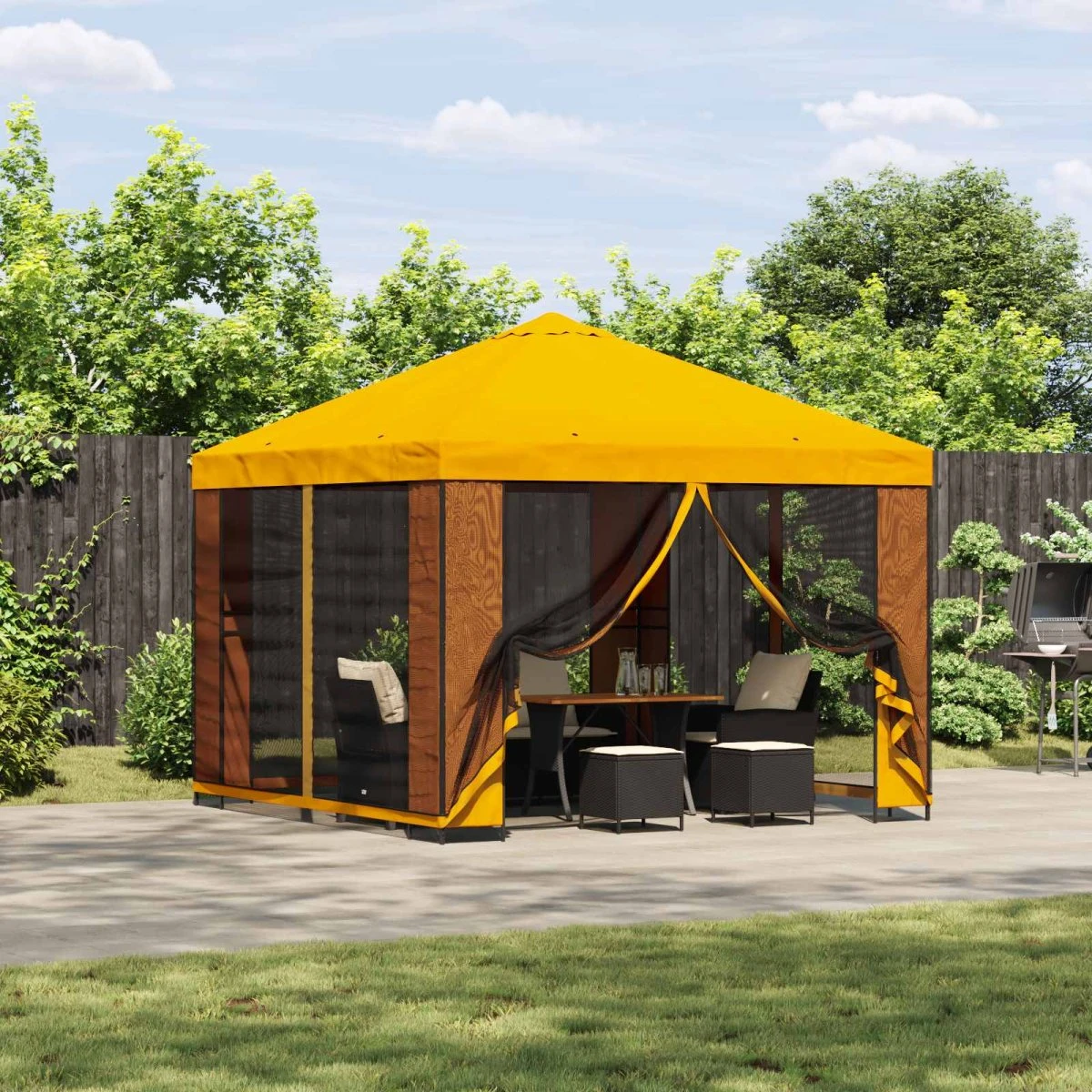 vidaXL Havepavillon med sidevægge 3 x 3 m - Gul