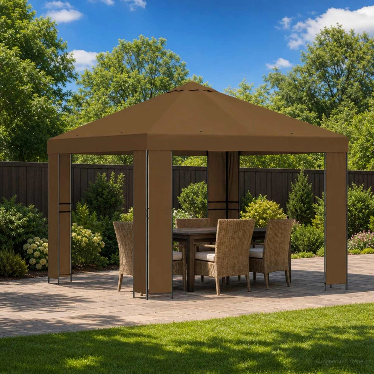 vidaXL Pavillon 3 x 3 m - Gråbrun Polyester og Stål