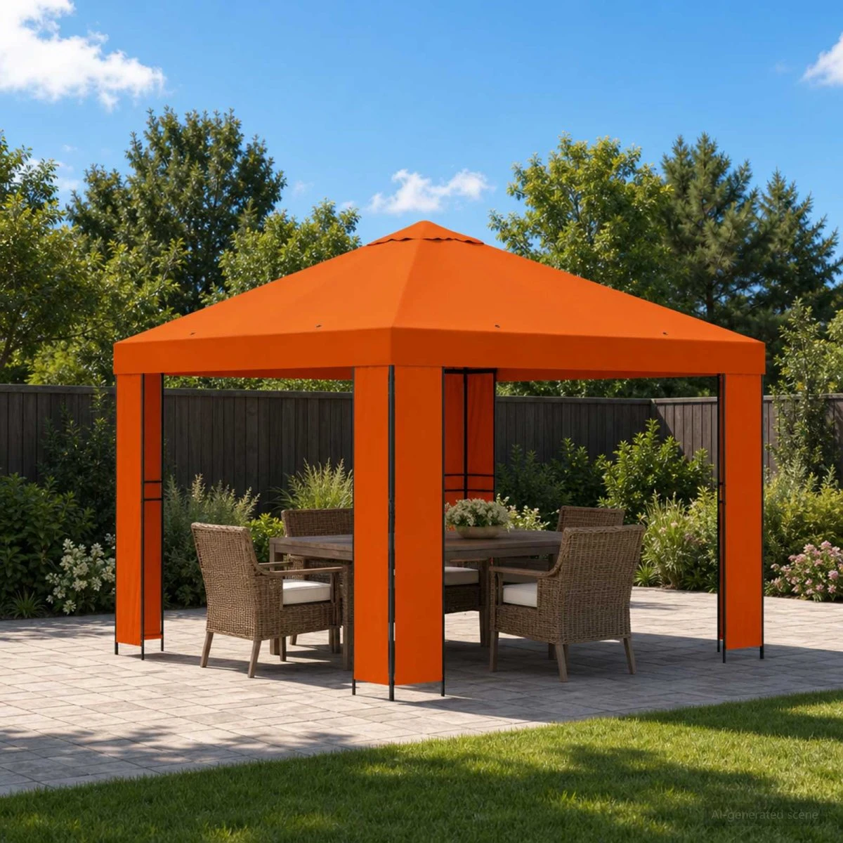 vidaXL Havepavillon 3 x 3 m - Orange Polyester og Stål