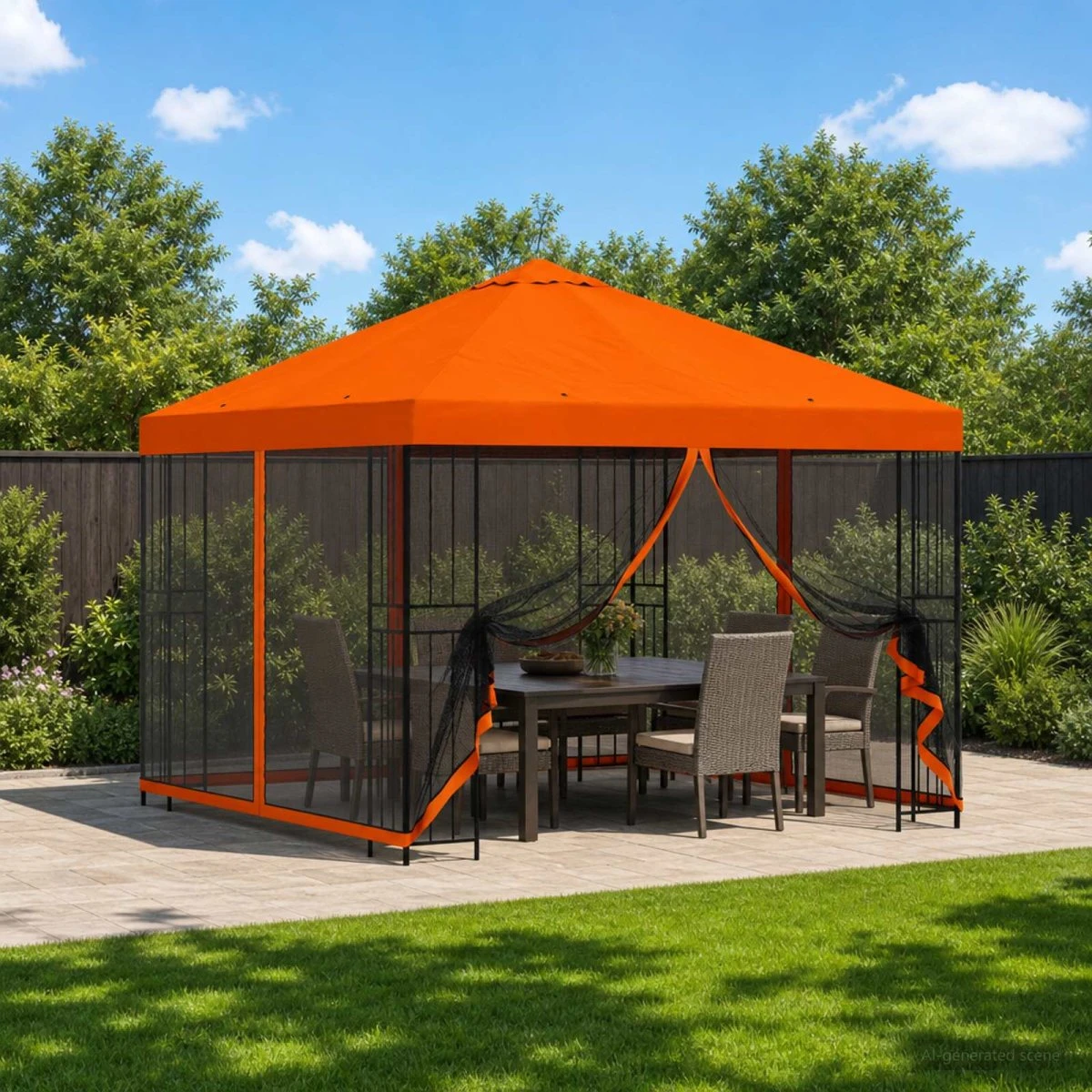 vidaXL Havepavillon med sidevægge 3 x 3 m - Orange
