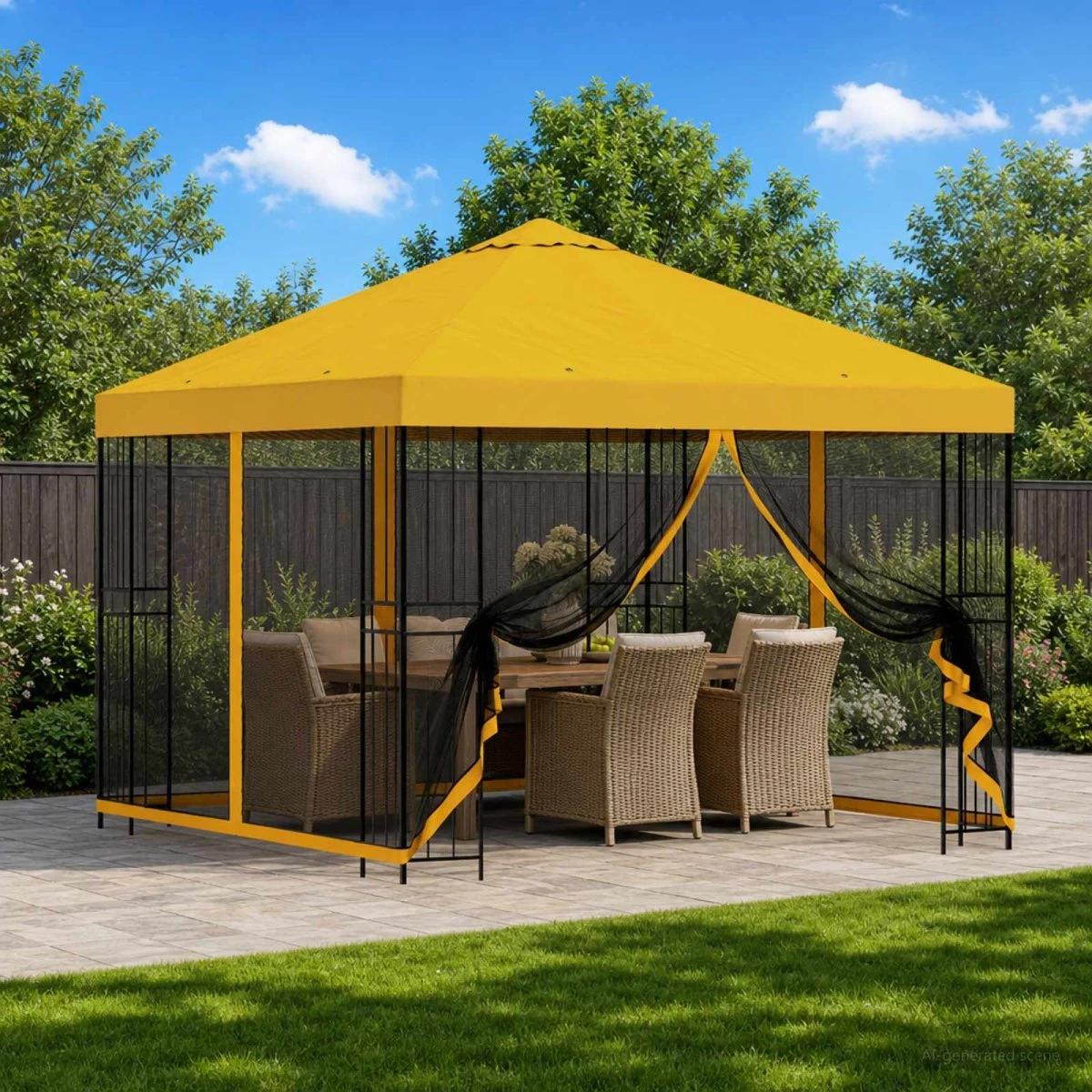 vidaXL Havepavillon med sidevægge 3 x 3 m - Gul