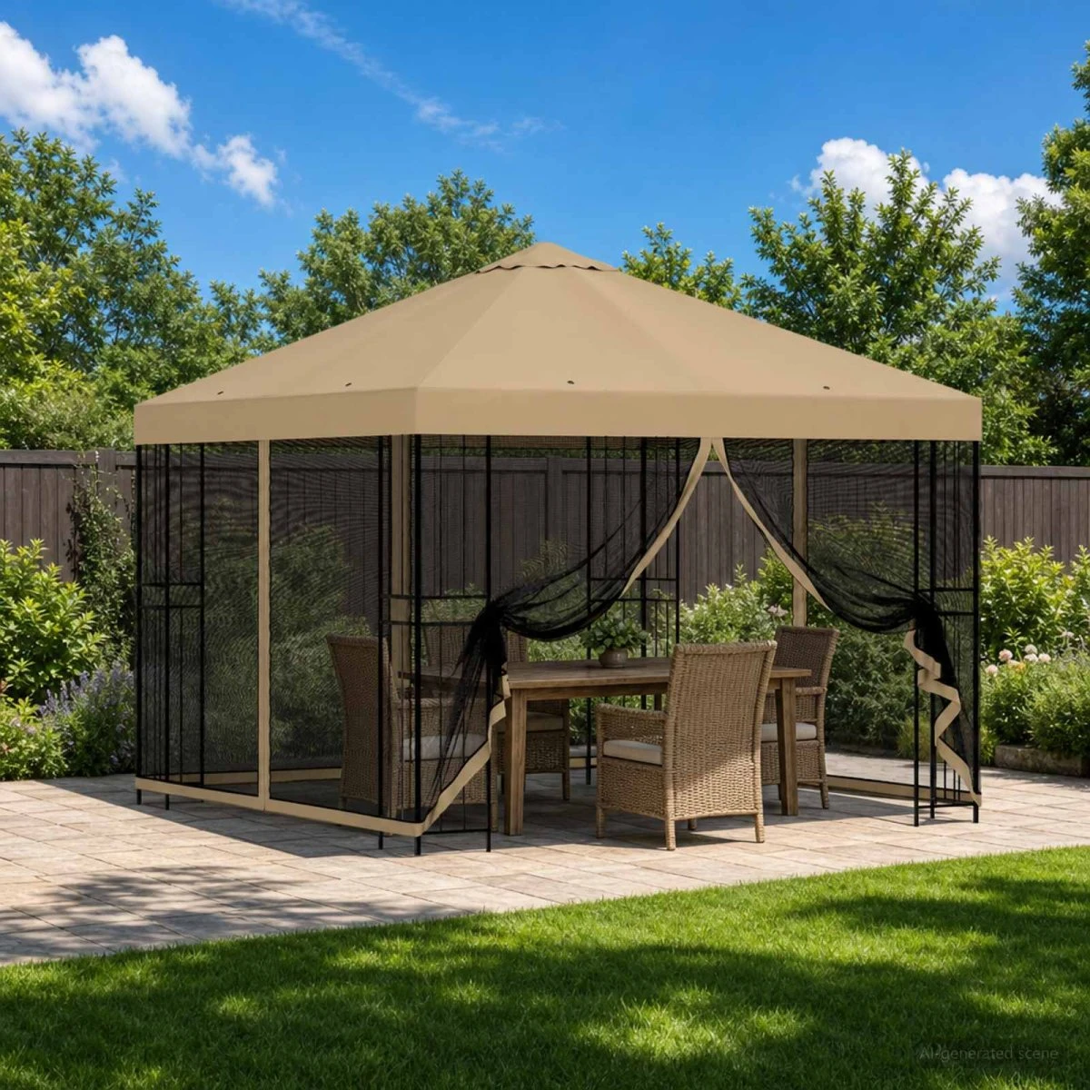 vidaXL Havepavillon med sidevægge 3 x 3 m - Beige