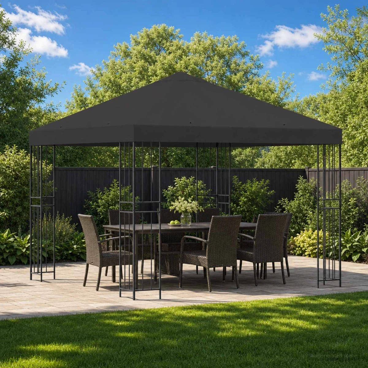 vidaXL Havepavillon 3 x 3 m - Antracit Polyester & Stål