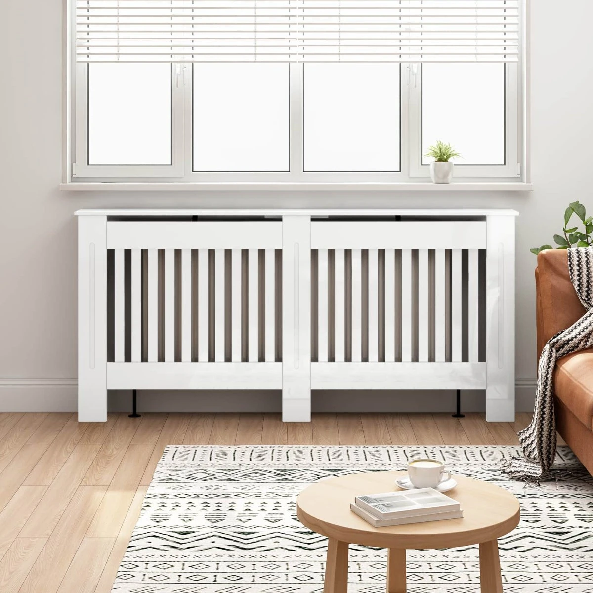 vidaXL Radiatorcover Hvid Højglans 172 x 81,5 cm