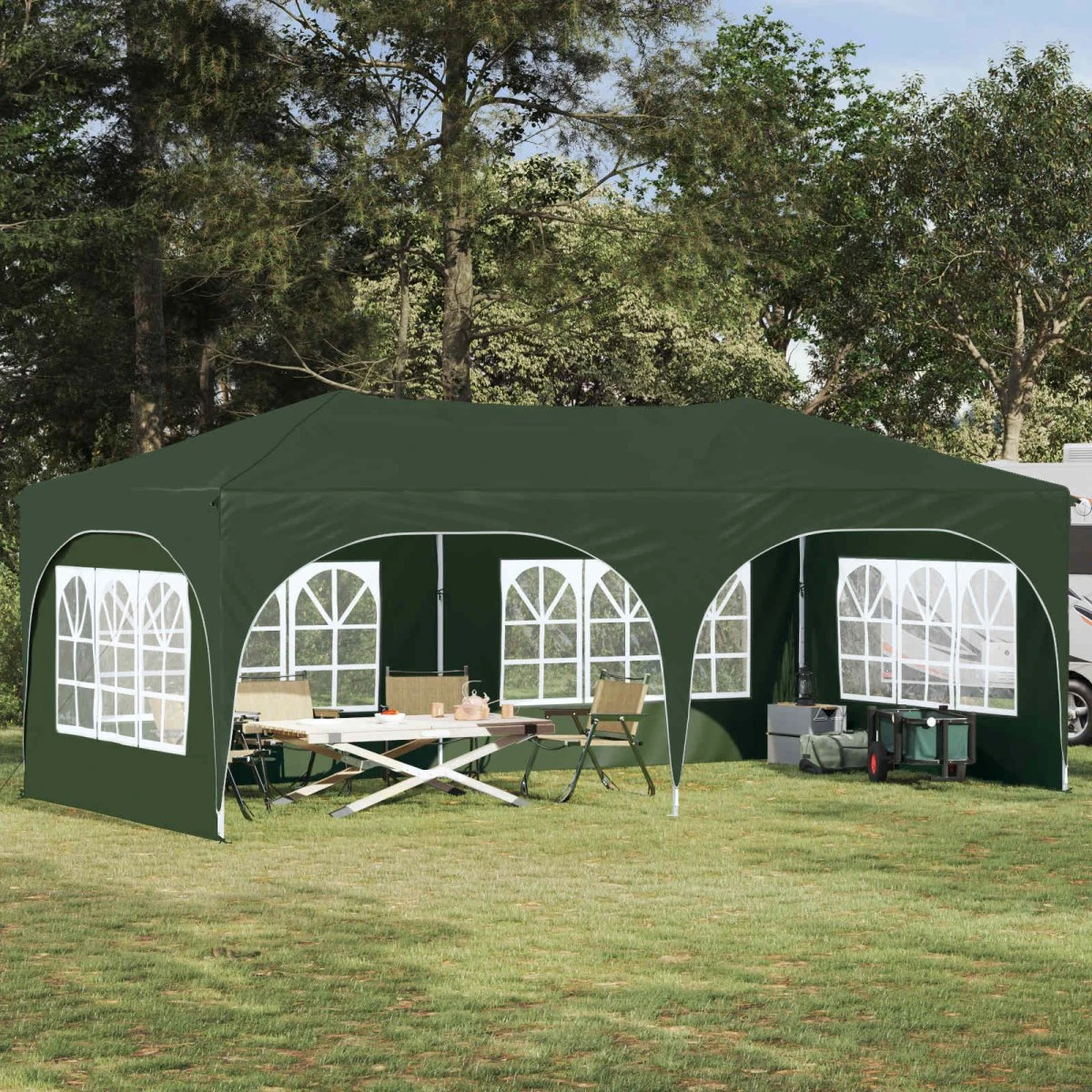 vidaXL Pop-up Festtelt 575 x 288 x 245 cm - Grøn Oxford
