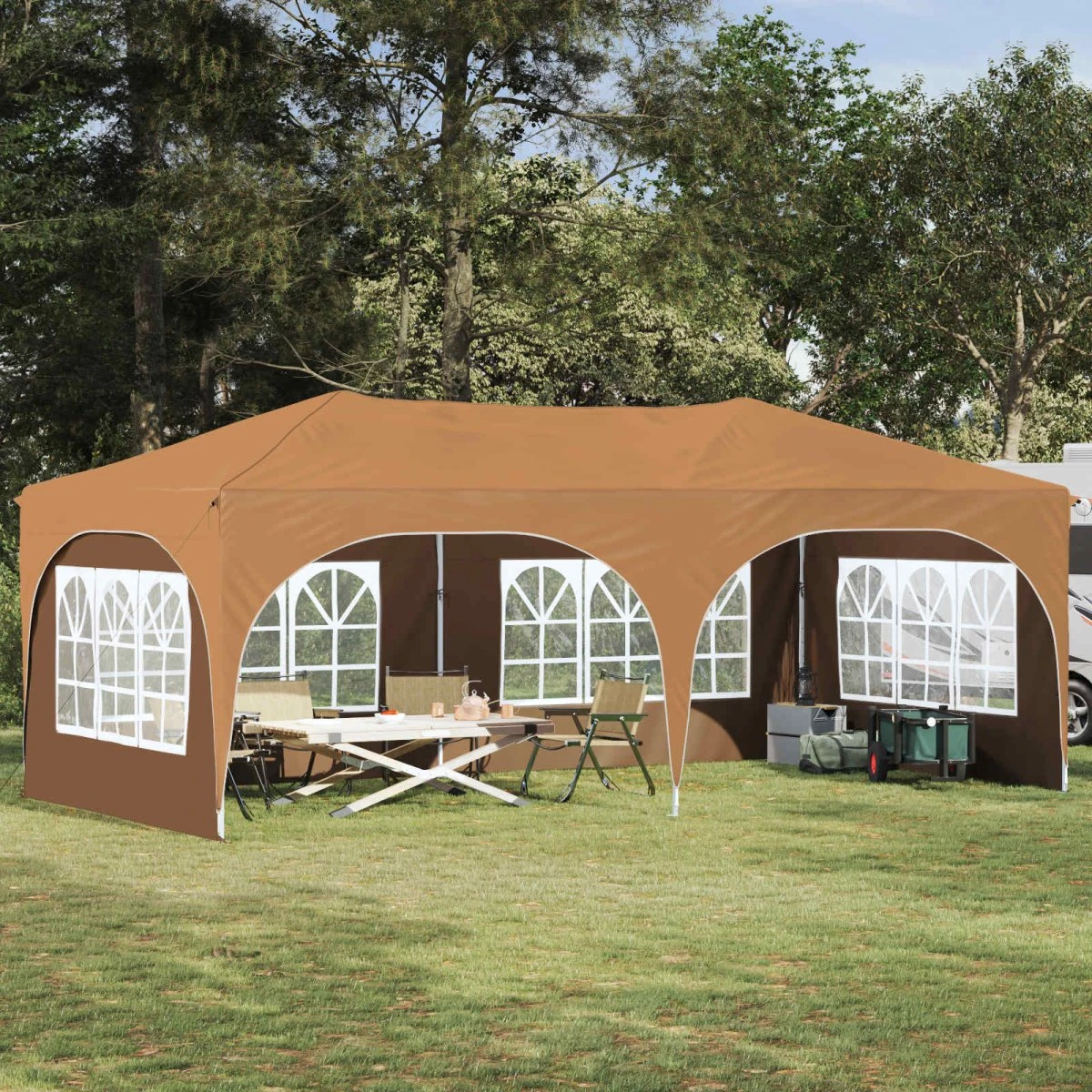 vidaXL Pop-up Festtelt 575 x 288 x 245 cm Beige Oxford stof