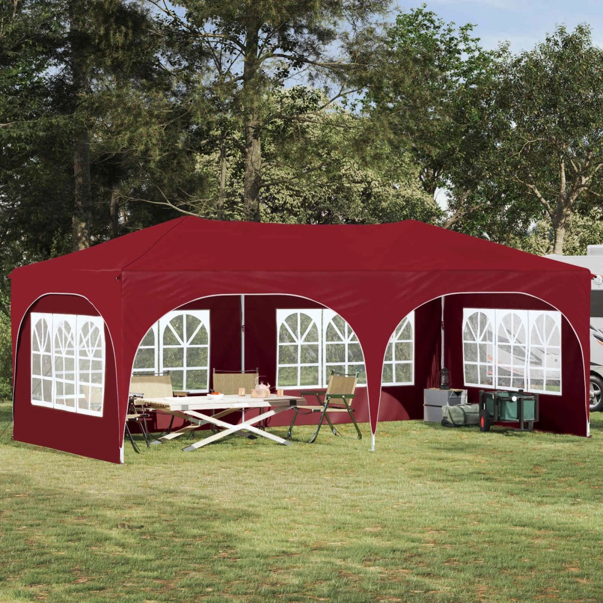 vidaXL Pop-up Festtelt 575 x 288 x 245 cm - Bordeaux