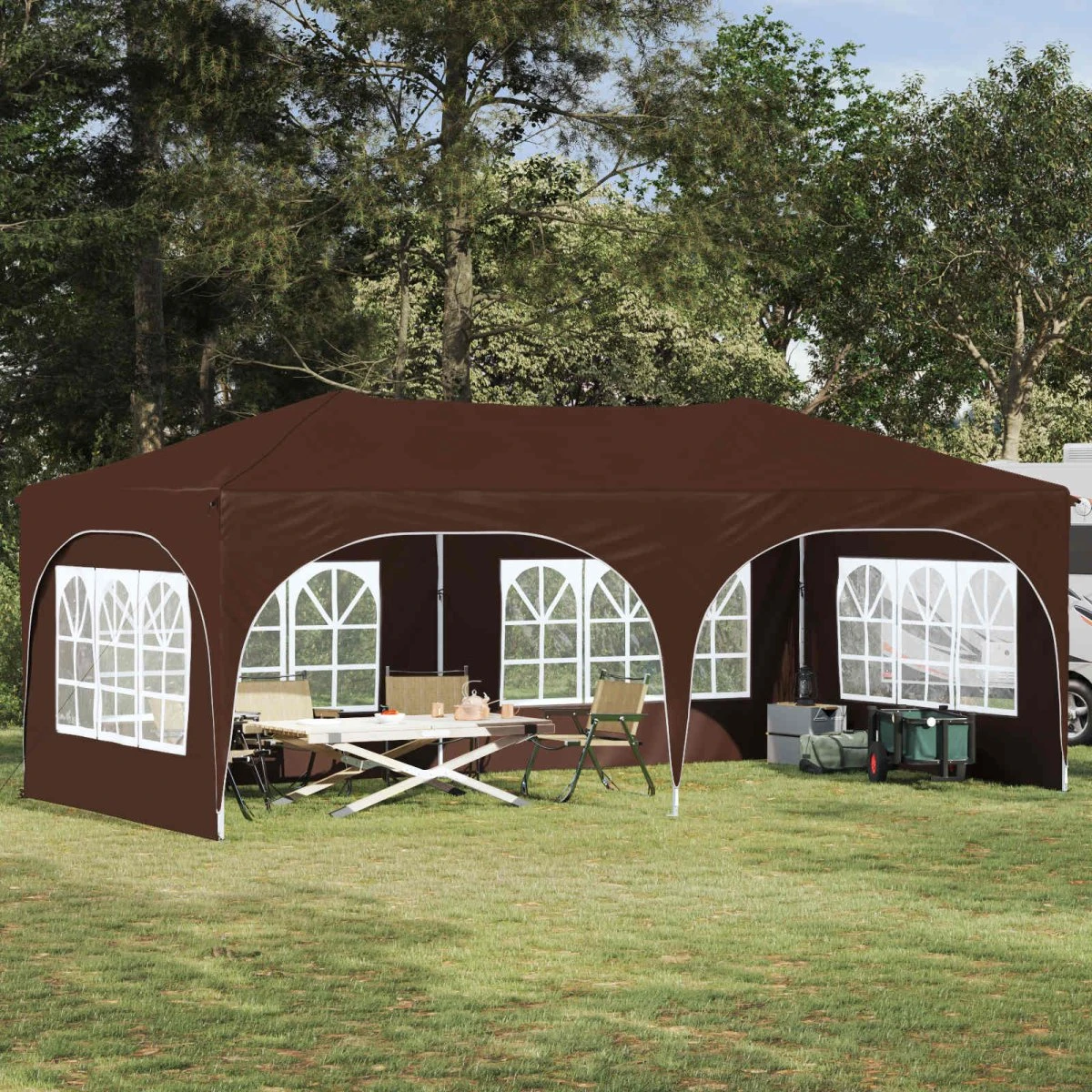 vidaXL Pop-up Festtelt 575 x 288 x 245 cm - Brun Oxford stof