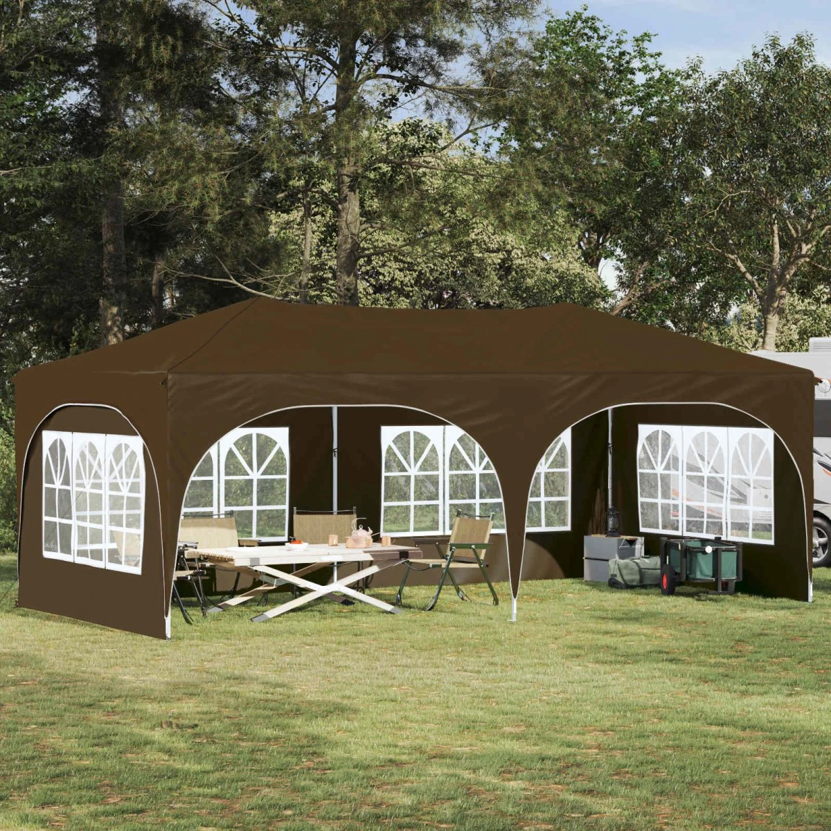 vidaXL Pop-up Festtelt 575 x 288 x 245 cm - Gråbrun