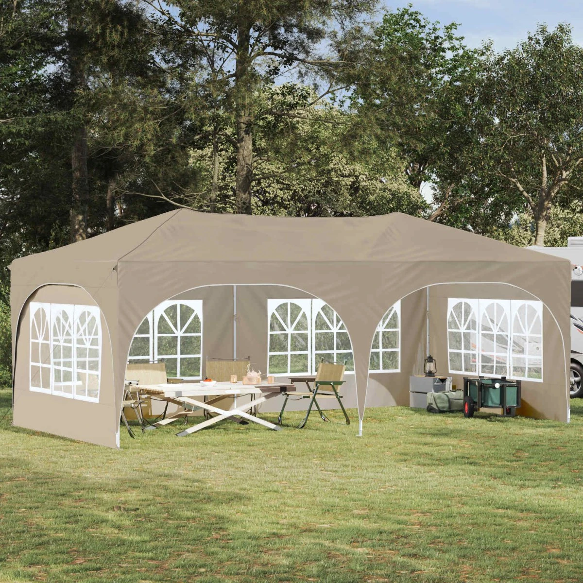 vidaXL Pop-up Festtelt 575 x 288 x 245 cm - Cremefarvet Oxford
