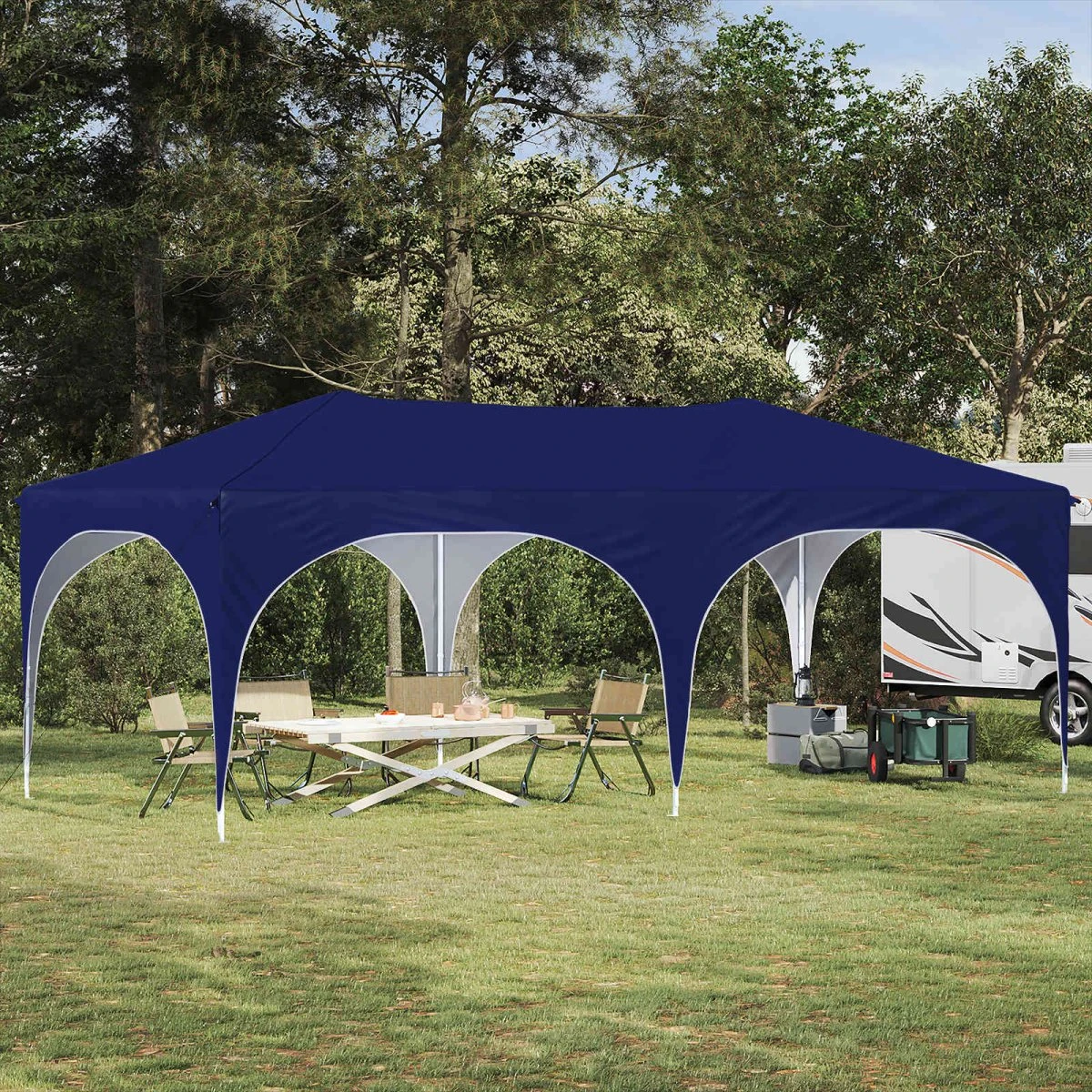 vidaXL Pop-up Festtelt 575 x 288 x 245 cm Blå Oxford stof