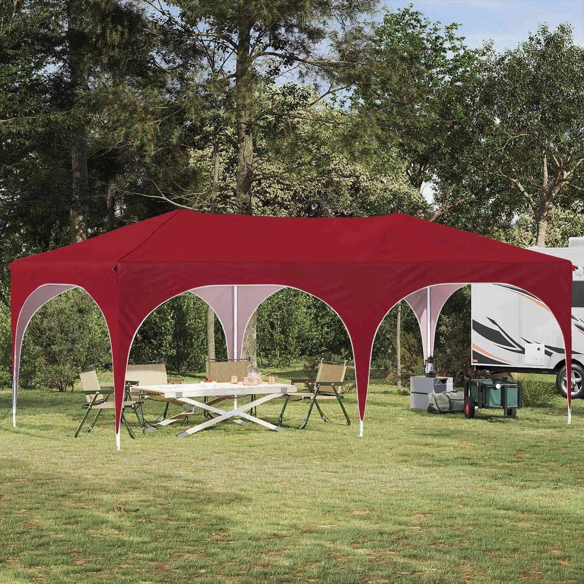 vidaXL Pop-up Festtelt 575 x 288 x 245 cm - Bordeaux Oxford