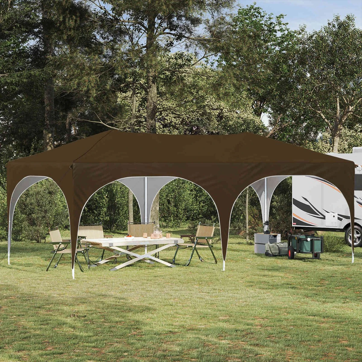 vidaXL Pop-up Festtelt 575 x 288 x 245 cm - Gråbrun Oxford