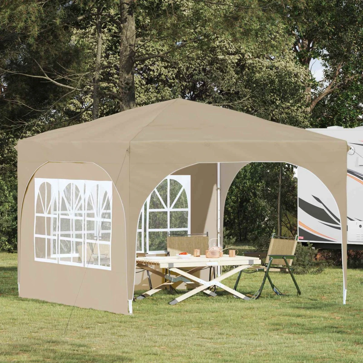 vidaXL Pop-up Festtelt 290 x 290 x 245 cm - Cremefarvet