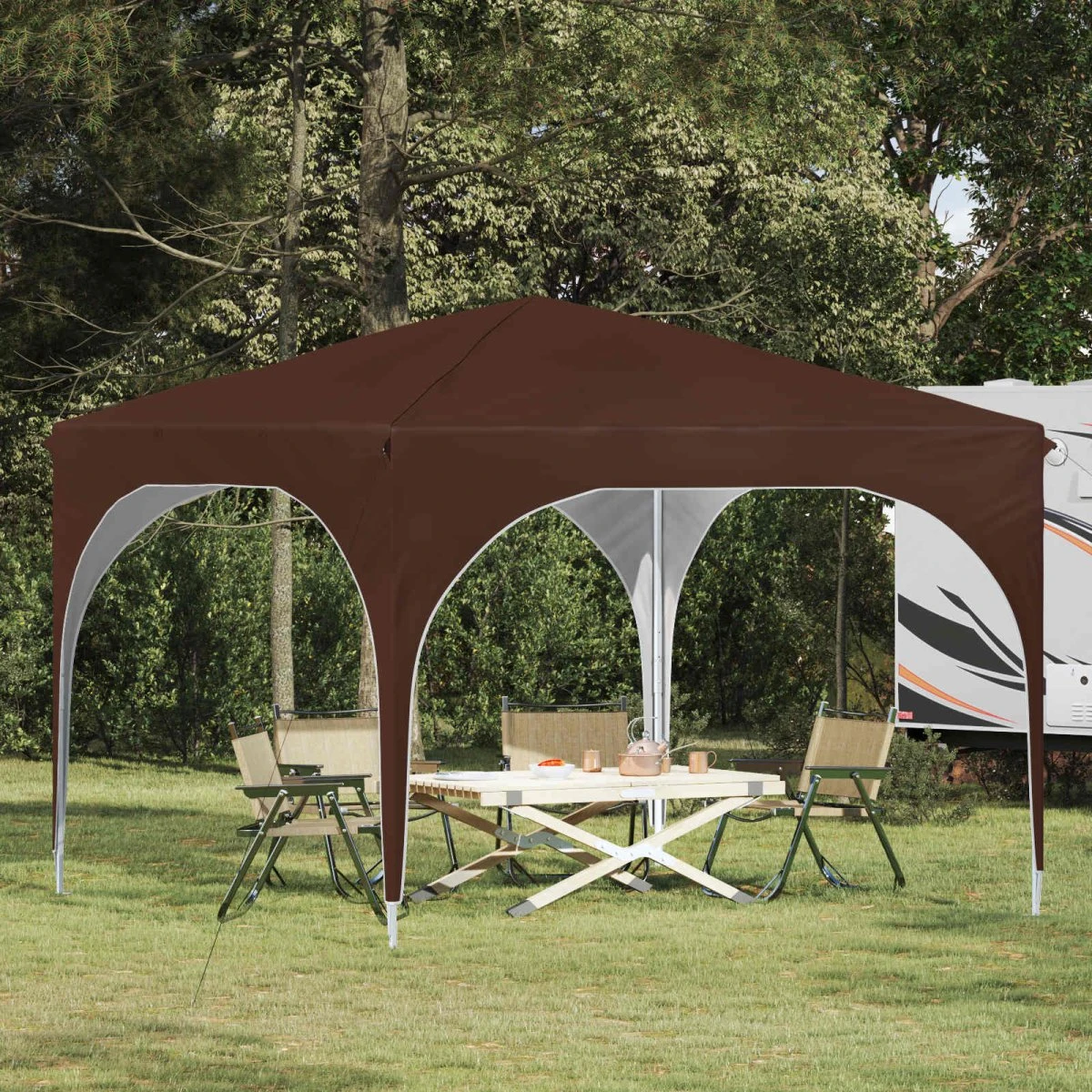 vidaXL Pop-up Festtelt 290 x 290 x 245 cm - Brun