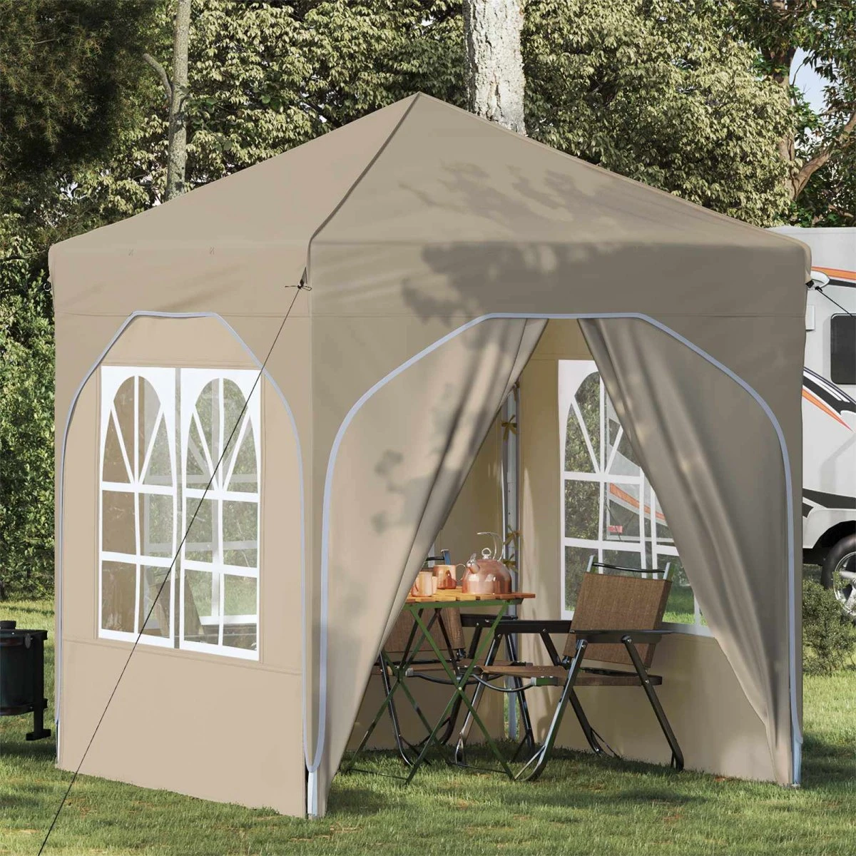 vidaXL Pop-up Festtelt 192 x 192 x 245 cm - Cremefarvet