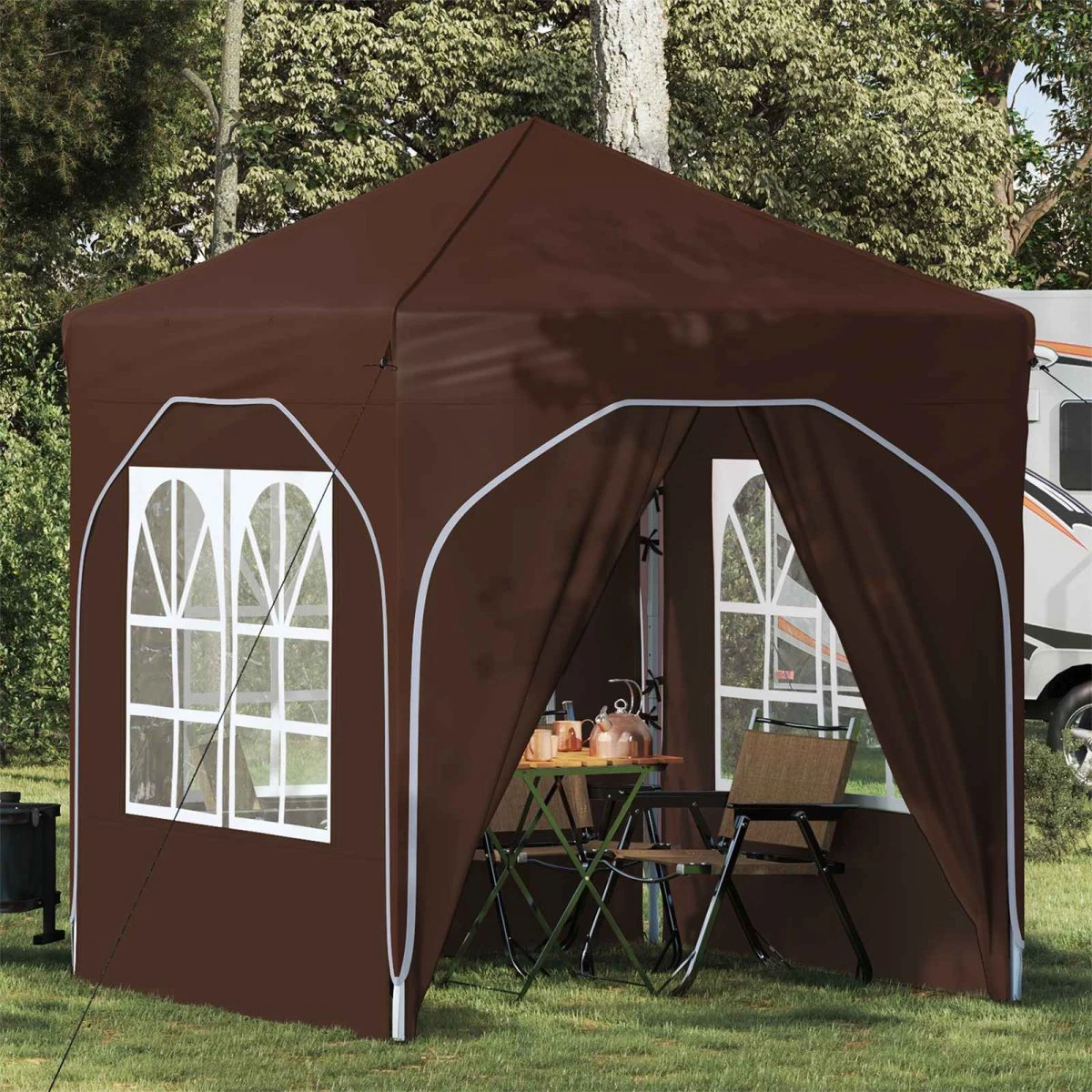 vidaXL Pop-up Festtelt 192 x 192 x 245 cm - Brun