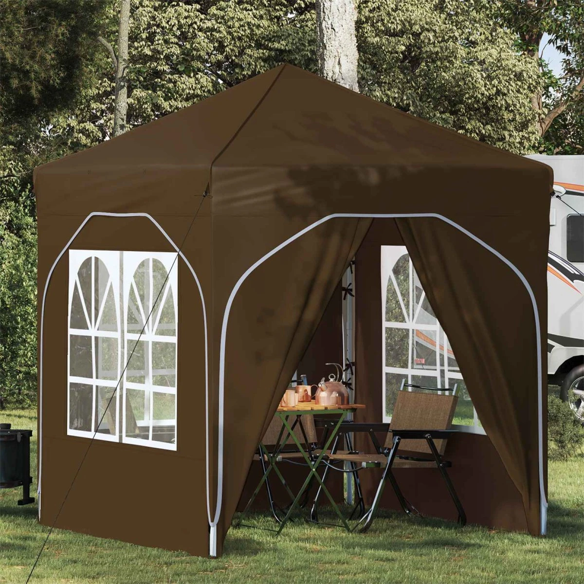 vidaXL Pop-up Festtelt 192 x 192 x 245 cm - Gråbrun