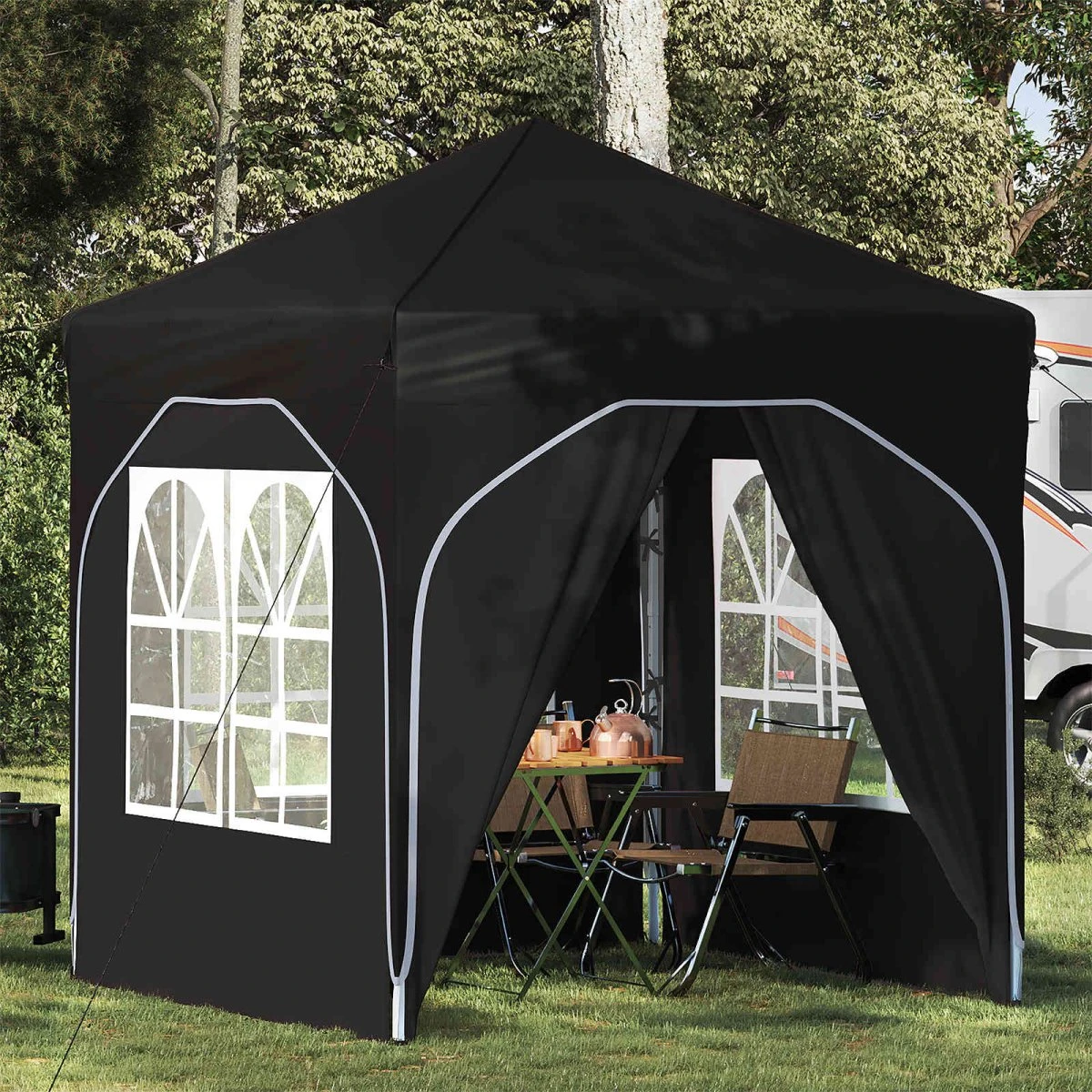 vidaXL Pop-up Festtelt 192 x 192 x 245 cm - Sort