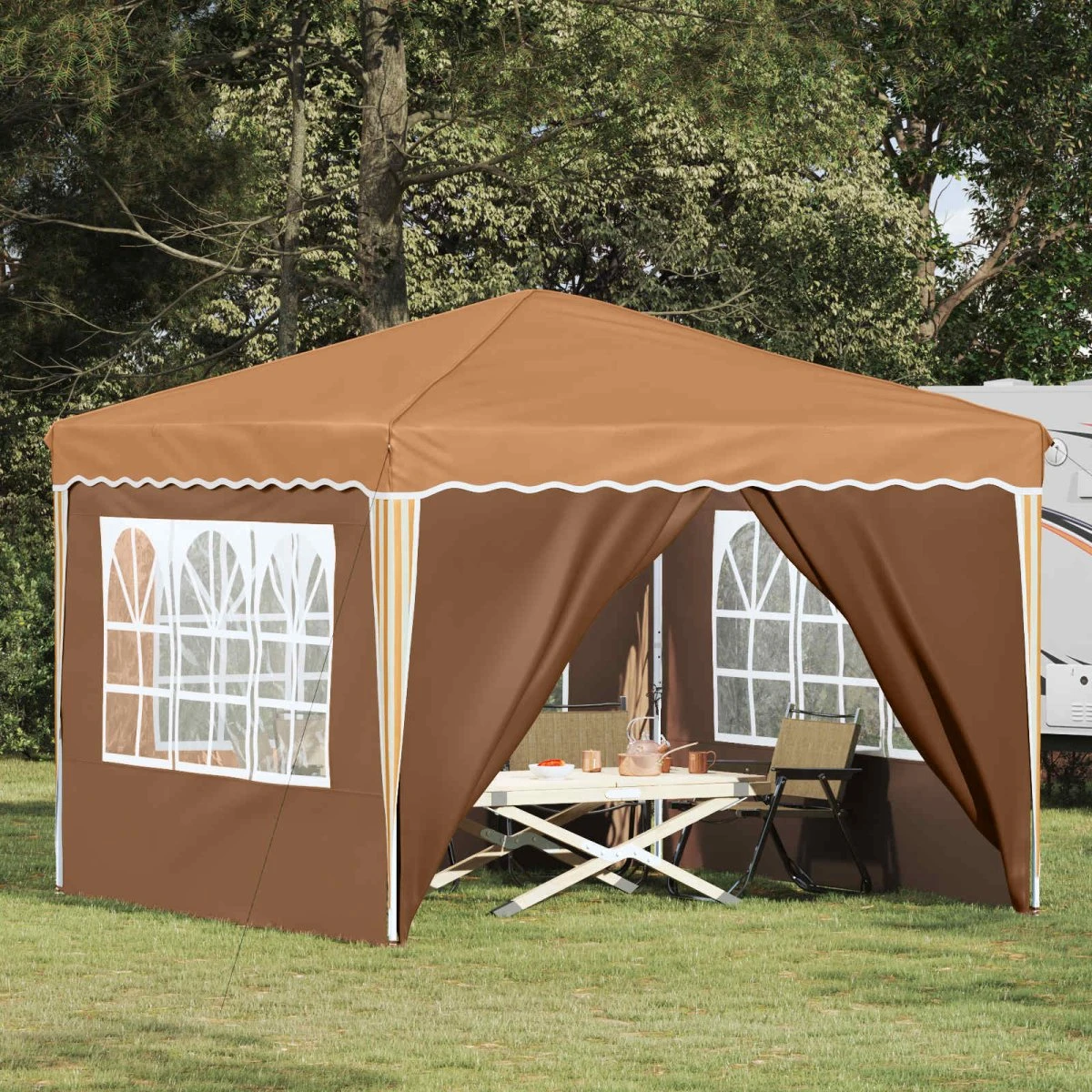 vidaXL Pop-up Festtelt 288 x 288 x 245 cm - Beige Oxford