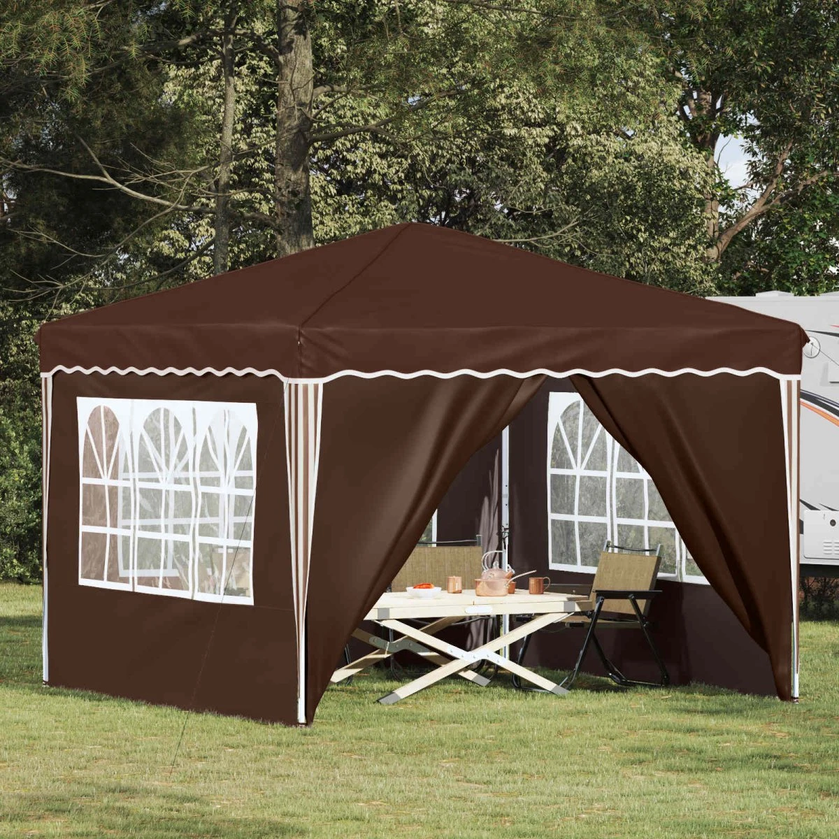 vidaXL Pop-up Festtelt 288 x 288 x 245 cm - Brun Oxford
